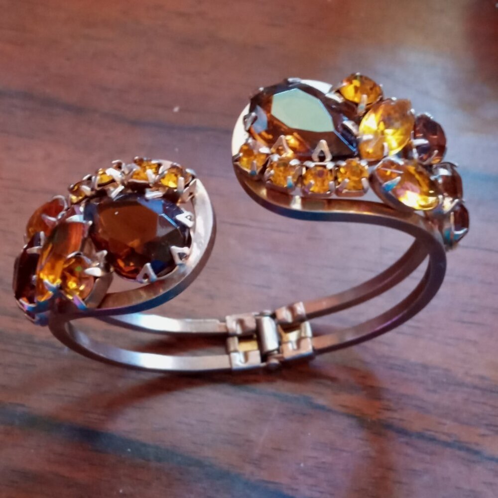Vintage Juliana DeLizza & Elster Rhinestone Clamper Bracelet
